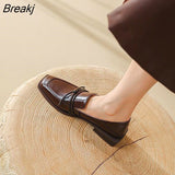 New Autumn Retro British Style Single Shoes Women's Comfortable Leather Shoes Square Toe Soft Bottom Soft Leather