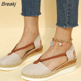 Fashion Buckle Peep Toe Women Sandals Wedges Comfort Lightweight High Heels Wear-resistant Women Office Wedding