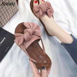 New Summer Fashion Elegant Women Slippers Flip Flops Bow Outdoor Sports Beach Comfortable Solid Color Sandals Women