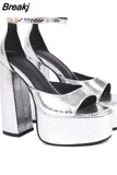 Women's Sandals 2023 Summer New Fashion Butterfly-knot Elegant Lady Single Shoes Thick Heels Ankle Buckle