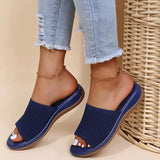 New Summer Flying Weaving Leisure Slippers Large Size Solid Color Fish Mouth Slope Slipper Women's