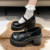 Women Classic Pumps Fashion Platform Shoes On High Heels Chunky Heel 2023 Spring Fashion Marry Jane Punps Buckle Strap