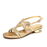 Fashion Wearing Diamond Sandals Women's Summer Crystal Leather Comfortable And Non-Skid With Flat-Soled