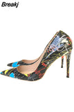 Graffiti Colorful Women Pumps Sexy Women High Heels Wedding Party Women Shoes Stilettos 12 cm QP026
