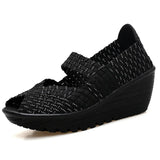 New Wedge Platform Weave Sandals Fashion Peep Toe Comforty Breathable Mom Shoes Female Casual Thick Bottom Sandalias