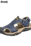 Men Sandals Genuine Leather Men Casual Shoes Outdoor Men Leather Sandals for Men Beach Shoes Roman Shoes Plus Size
