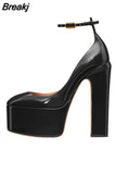 Heels Women Pumps Elegant Patent Leather Office Lady Shoes Luxury Brand High-heeled Female Platform Shoes Summer 2023