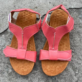 Breakj Summer Large Size Lady Flat Foot Bow Magic Sticker Casual Beach