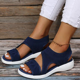 Breakj Large Size New Solid Color Elastic Set Foot Fish Mouth Heel Fly Web Surface Casual