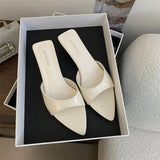 Breakj Pointed Fine-Heeled Sandals Women Back Empty French Style Cool Slippers High Heel Cool Slippers