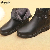 2022 Women Snow Boots Winter Wedges Heels Ankle Boots Women Warm Platform Shoes Genuine Cow Leather Thick Fur