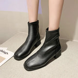 Winter New Fashionable Round Head Leather Outerwear with Back Zipper High Heel for Warm Comfortable Large Size Naked
