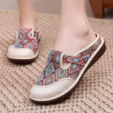 Fashion Women's Shoes Bohemia Style Embroidered Linen Breathable Outdoor Casual Slippers Shoes for Women Zapatos De