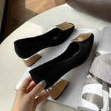 Temperament Women Shoes Spring Summer New Midheel Shallow Mouth Single Shoe Women Square Toe Wild Fairy Style Ladies