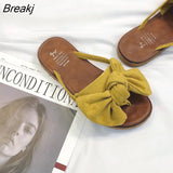 New Summer Fashion Elegant Women Slippers Flip Flops Bow Outdoor Sports Beach Comfortable Solid Color Sandals Women