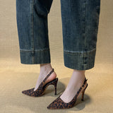 Breakj Classic Simple Gray High-Heeled Women's Sharp Head Behind A Word Buckle With Commute Banquet Fine