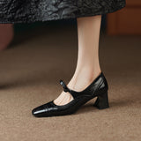 Women's Wedding Shoes Bow Mary Jane Shoes High Heels Retro Pumps Vintage Dress Shoes Embossing Zapatos Mujer