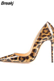 Print Sexy Women Pumps Shoes Women High Heels Pointed Toe Wedding Shoes 12cm Chaussure Femme QP023