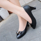 Women High Heels Low Heels Fashion Bow patent leather Professional Work Casual Shoe Woman Wedding Party Shoes Large Size