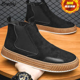 Winter Cotton Boots Fashion Thermal Insulation Cotton Shoes Men's Leather Boots Soft Soled Casual Men Shoes Sports