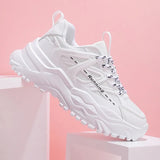Pink Platform Sports Shoes for Women 2023 Autumn Non Slip Chunky Sneakers Woman Fashion Couple Student Thick Sole Dad