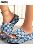 Heeled Women's Slippers 2023 European Style Comfy Walking Beach Sandal Summer Outside Simply Lady Slippers Plus Size