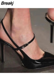New Ladies Sandals High Heels Luxury Designer Metal Pointed Toe Stiletto Pumps Sexy High Heels Ladies Black Party