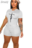 Solid Color Short Sleeve Crop Top and Pockets Biker Shorts 2 Pcs Set Sexy Slim Summer Fashion Outfit Casual