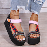 New Summer Women's Shallow Mouth Leaky Toe Platform Sandals Outdoor Simple Mixed Color Wedge Sandals Women's