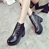 Size 35-41 Short Boots Round Head Black And White Thick-Heeled High-Heeled Cos Martin Boots In Spring And