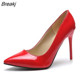 Women Shoes Pointed Toe Pumps Patent Leather Dress High Heels Boat Wedding Zapatos Mujer Black GLADIATOR Casual