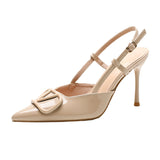 Breakj High Heel Fine Tip Shoes 2025 Spring New Women's Single Shoes Hollow Shoes V Buckle Dunk