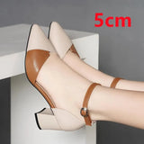 Femininas Women Casual Comfort Stylish Beige Square Heel Pumps Lady Fashion Sweet High Quality Office Heel Shoes