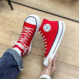 Women's Canvas Shoes 2024 Spring Lace Up Round Toe Causal Flat Shoes Student Sneakers Girls Skateboard Vulcanized Tennis