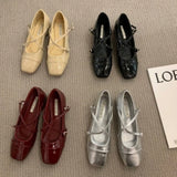Jane Shoes for Women 2024 Retro Medium Heeled Women's Single Shoes Soft and Comfortable Red Ballet Shoes Zapatos De