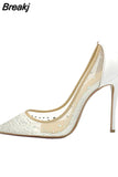 Shoes pointed toe glitter rhinestone stiletto sexy 12cm high heel wedding party dating pumps 8cm 10cm SJ007
