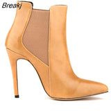 Fashion Women Winter Boots Pointed Toe PU Leather High Heels Women's Ankle Stiletto Shoes For