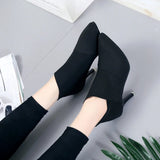 Spring and Autumn New Solid Tone Pointed Sleeve Wearing Thin Heel Versatile Single Boot Women Comfortable Women's