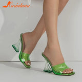 Heeled Women Slippers 2023 New Fashion Brand Wine Glass And Sandals European Style Crystal Heel Sandals Slipper
