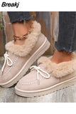 New Winter Ankle Boots Short Plush Snow Boots Plush Natural Fur Warm Slippers Ladies Shoes Flat Ladies Shoes Botas De