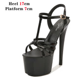 Color Shoes Stripper Heels Women Sandals Sexy Shoes Party Club Sandals 17 CM Platform High-heeled Wedding Shoes Pole