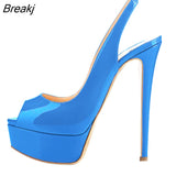 Women Pumps New 14CM Platform High Heels Sexy Gold Silver Crocodile Pattern Open Toe Sandals Gladiator Party Dress Woman