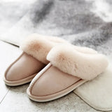 2023 New Fluffy Home Slippers Women Flat Heels Non Slip Winter Cotton Shoes Woman Indoor Faux Suede Plush Couple