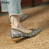 Retro Pointed Rivet Single Shoes for Women 2023 Spring/summer New Color Matching Low Heel Thick Heels Flat