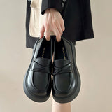 Style Thick-Soled Leather Shoes Autumn 2023 New One-Foot Jk Single Shoes Muffin Bottom Love Shoes Round