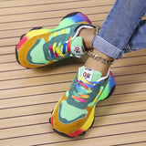 Mix Color Chunky Sneakers Women 2023 Autumn Platform Sports Shoes Woman Thick Bottom Lace Up Vulcanized Shoes Plus