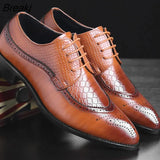 38-48 Fashion Leather shoes Men Dress Shoe Pointed Oxfords Shoes For Men Lace Up Designer Luxury Men Formal Shoes
