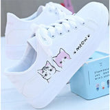New Arrival Fashion Lace-up Women Sneakers Women Casual Shoes Printed summer Women Pu Shoes Cute Cat