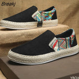 New Men Sneakers Casual Summer Low-top Corduroy Shoes Fisherman's Shoes Lazy Shoes Slip-on Cloth Shoes Trendy Men's