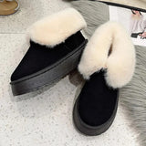 Womens Warm Fur Lined Winter Snow Boots Chunky Platform Plush Ankle Boots Women Thick Bottom Non Slip Cotton Padded Shoes